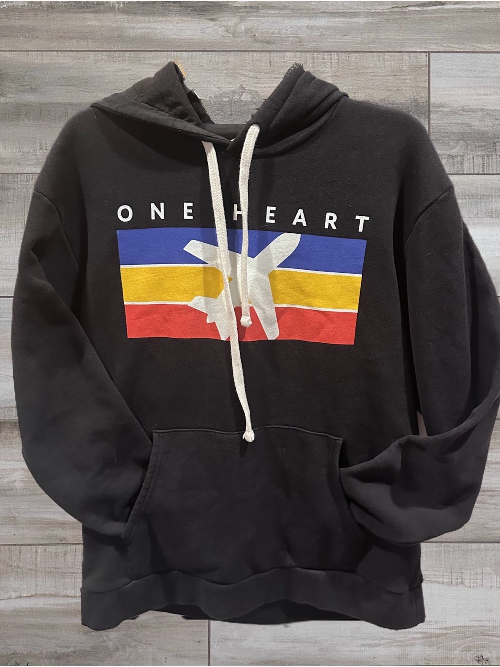 Southwest Airlines “One Heart” Black Hooded Sweatshirt with Color Block Graphic